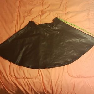 Black leather circle skirt